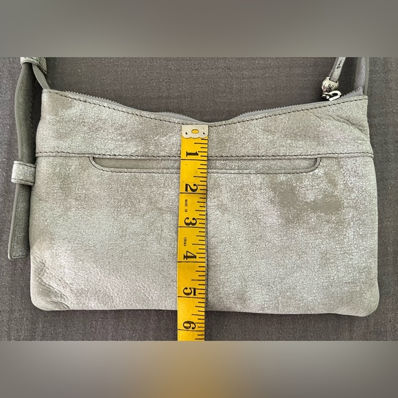 HOBO textured- or distressed-look small crossbody genuine leather bag gray EUC - Picture 9 of 11